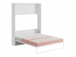 Vente-unique Cama abatible vertical de 160 x 200 cm gris y blanco con colchón - MALINA II Gris / Blanco