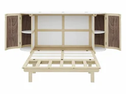 Discount ModernLuxe Cama abatible 140x200 cm - con compartimentos de almacenamiento - natural (colchón no incluido) Color natural claro