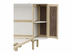 Discount ModernLuxe Cama abatible 140x200 cm - con compartimentos de almacenamiento - natural (colchón no incluido) Color natural claro