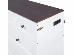 Discount Cama abatible 140x200 cm - Con cajón, USB y enchufe - Pino + MDF - Carga máx. 204 kg - Cama Abatible