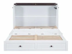 Discount Cama abatible 140x200 cm - Con cajón, USB y enchufe - Pino + MDF - Carga máx. 204 kg - Cama Abatible