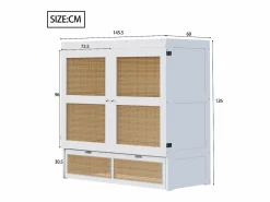 Outlet Cama abatible 140x200 cm - con cajones - en madera maciza - con somier de láminas - (colchón no incluido) Cama Abatible