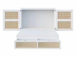 Outlet Cama abatible 140x200 cm - con cajones - en madera maciza - con somier de láminas - (colchón no incluido) Cama Abatible
