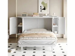 Cama abatible 140x200 cm - con compartimentos de almacenamiento - (colchón no incluido) Cama Abatible