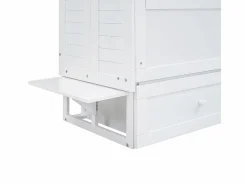 New DripeX Cama abatible 140x200 cm - Con cajones y 2 estantes - Pino + MDF - Carga máx. 204 kg - Blanco