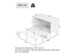Outlet Cama abatible 140x200 cm - Con estructura de láminas - Madera - Carga máx. 200 kg - Cama Abatible