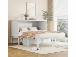Outlet Hauss Spole Cama abatible 140x200 cm, con somier - Cama niño/adulto - Madera blanca Blanco