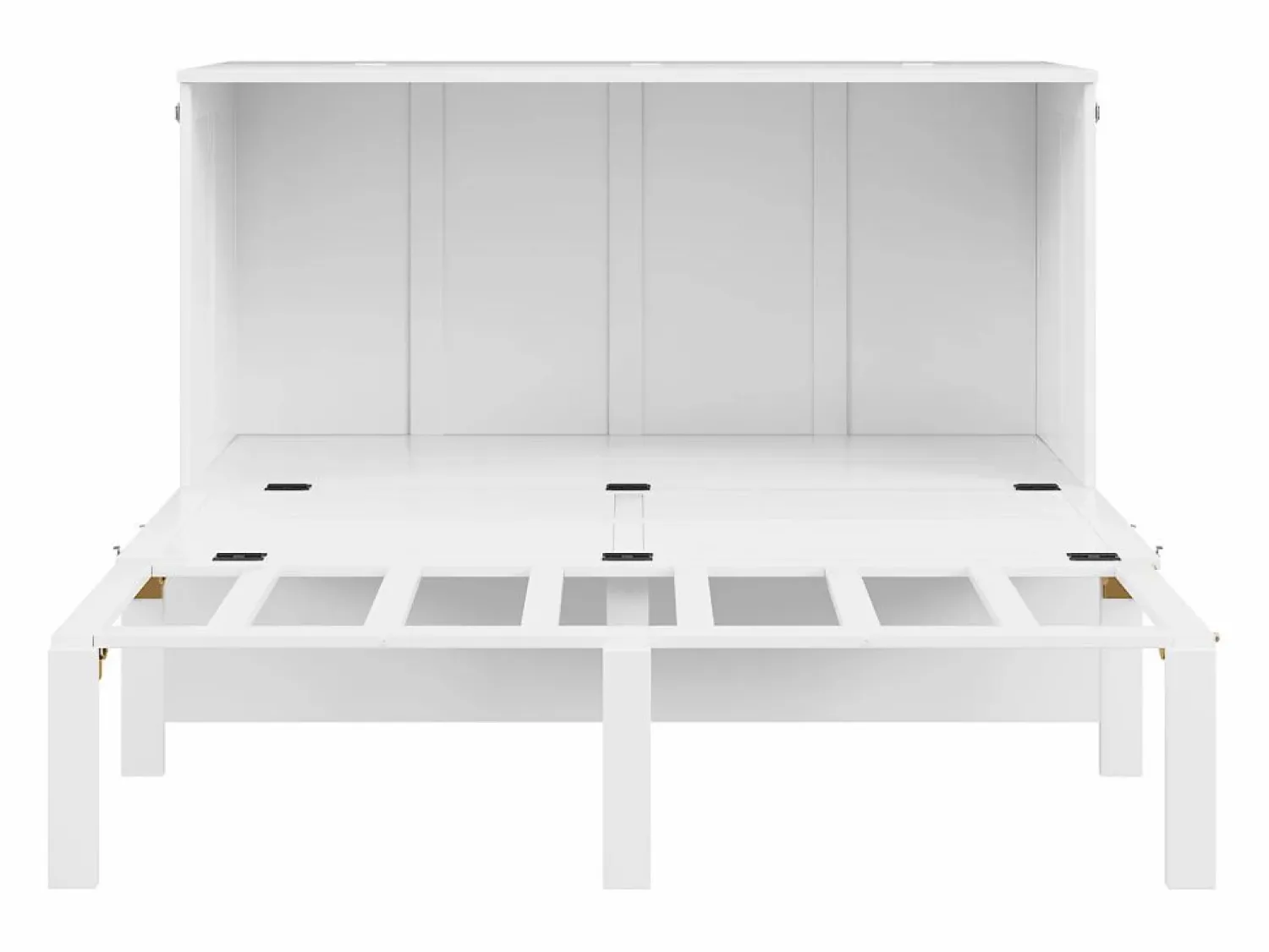 Outlet Hauss Spole Cama abatible 140x200 cm, con somier - Cama niño/adulto - Madera blanca Blanco