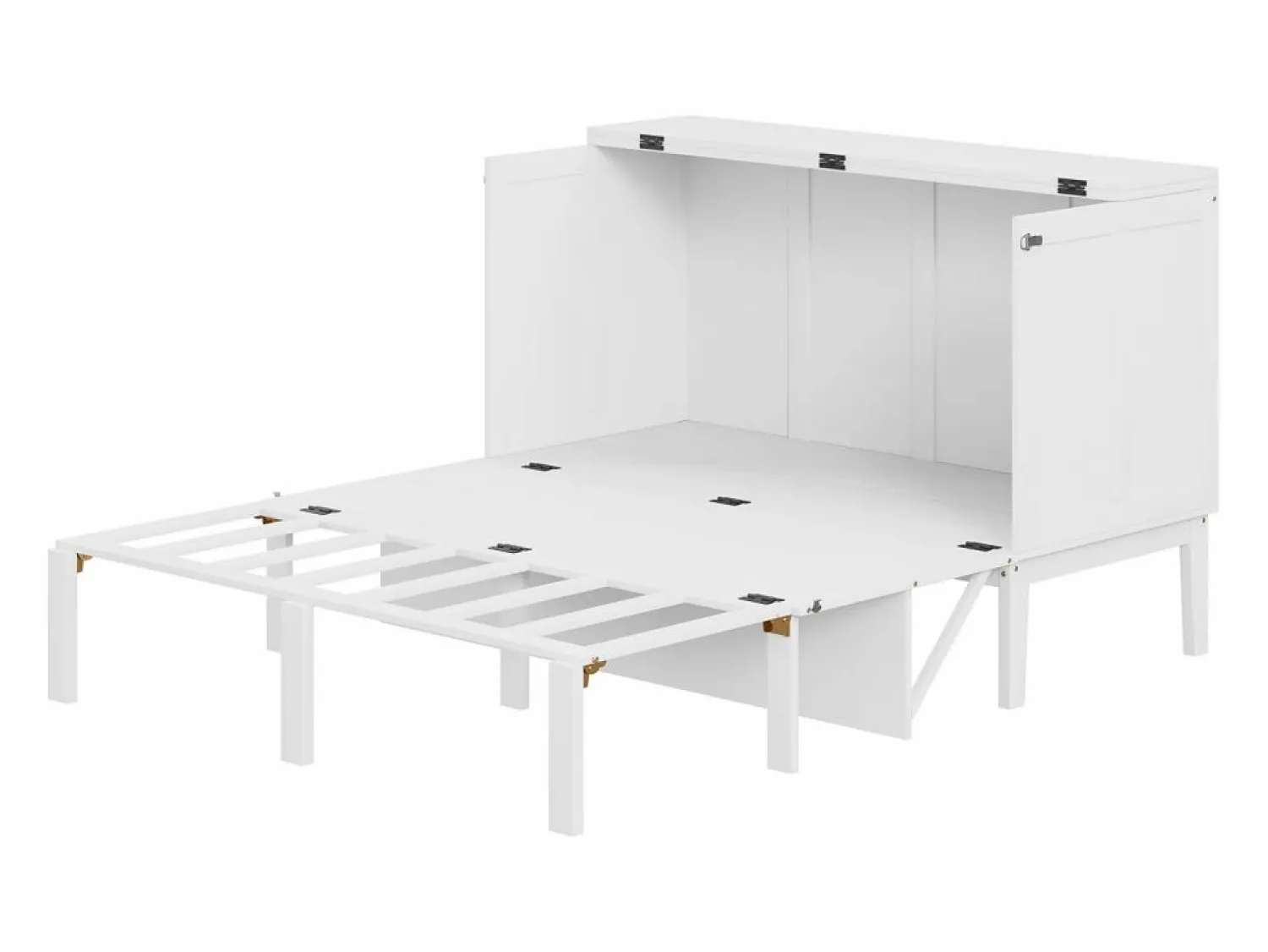 Outlet Hauss Spole Cama abatible 140x200 cm, con somier - Cama niño/adulto - Madera blanca Blanco