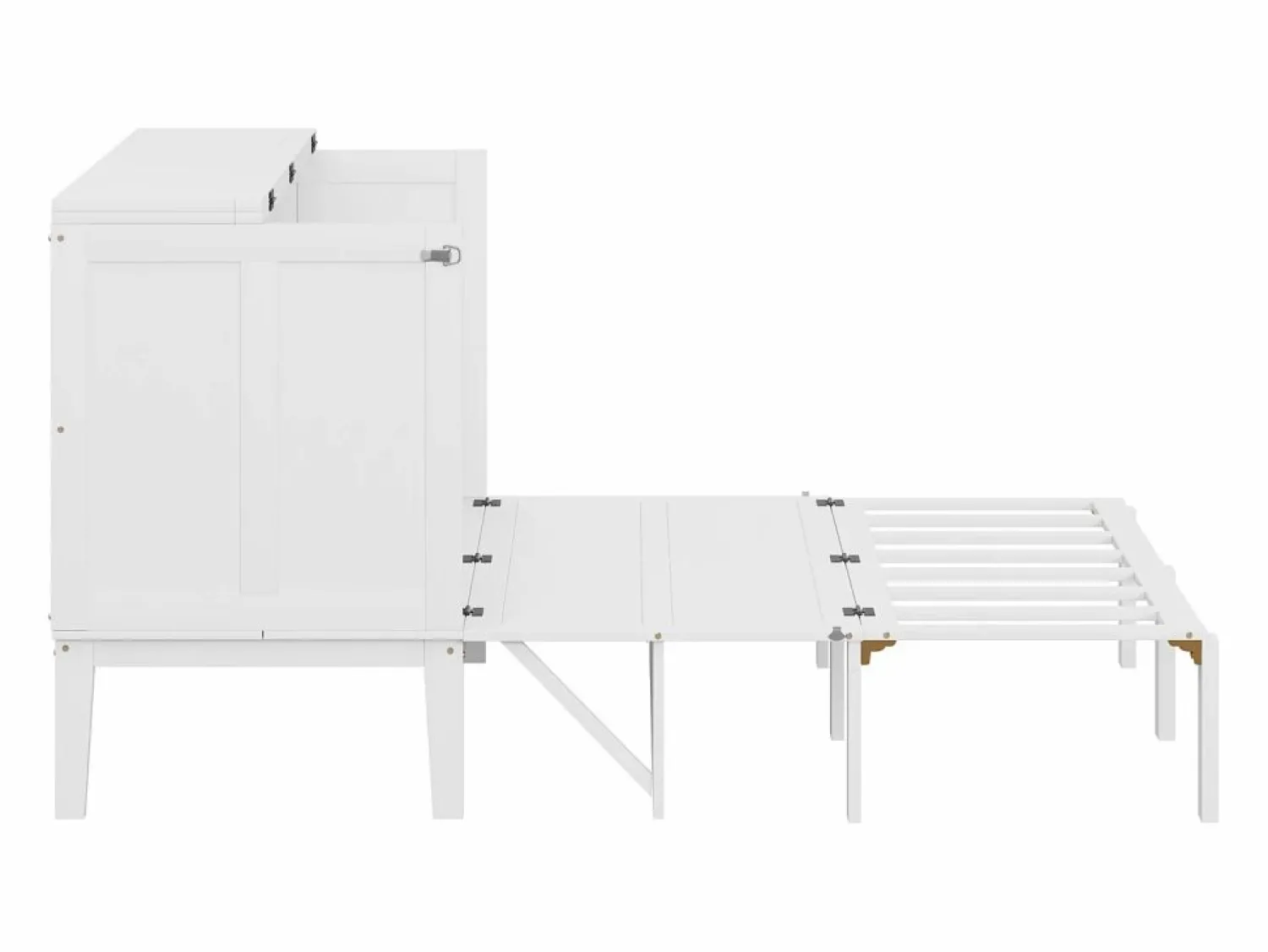 Outlet Hauss Spole Cama abatible 140x200 cm, con somier - Cama niño/adulto - Madera blanca Blanco