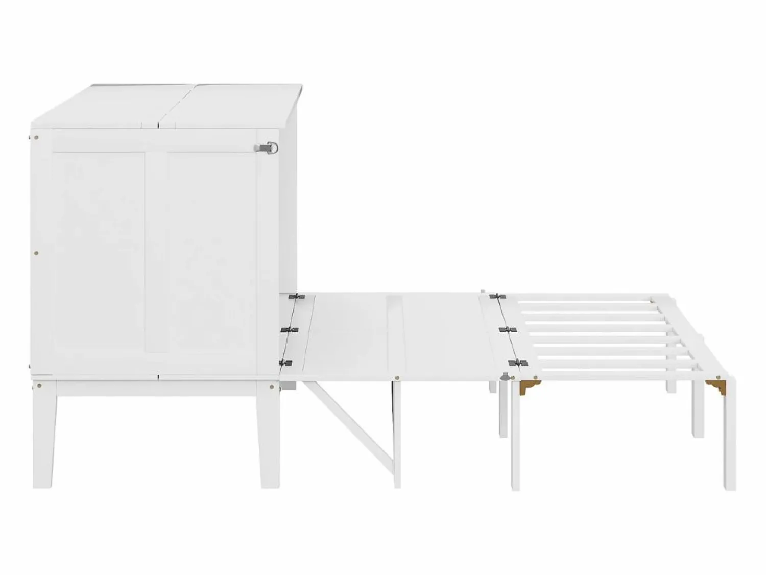 Outlet Hauss Spole Cama abatible 140x200 cm, con somier - Cama niño/adulto - Madera blanca Blanco