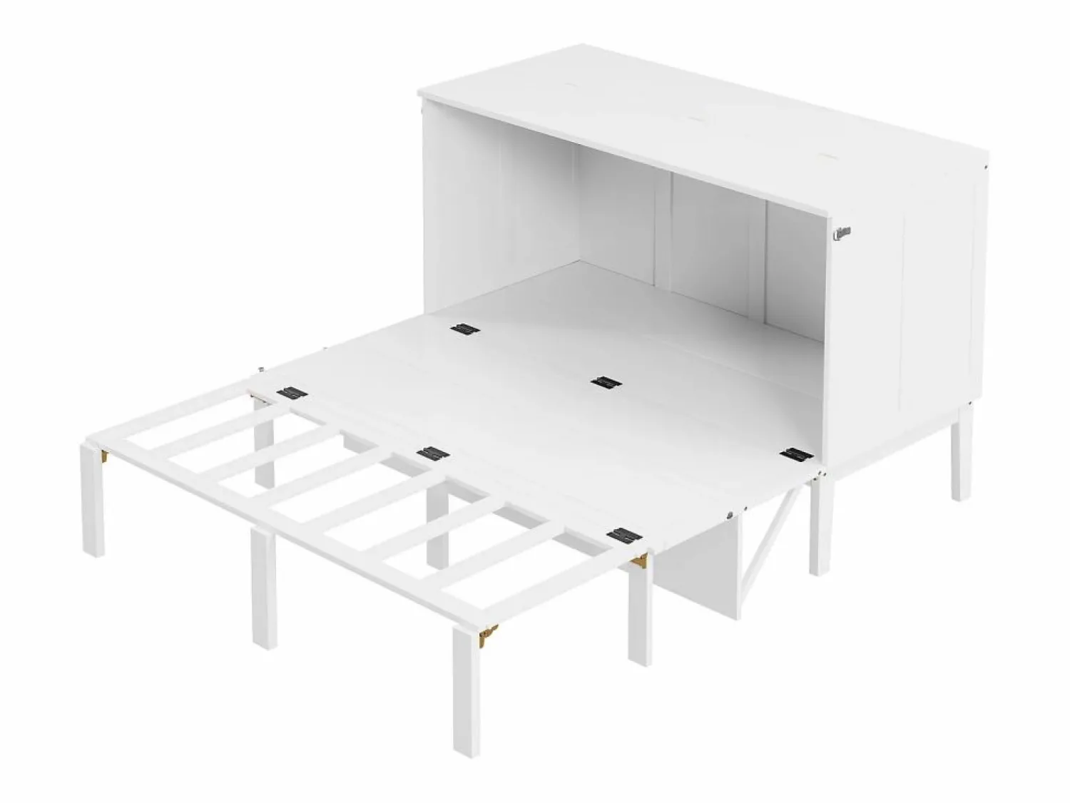 Outlet Hauss Spole Cama abatible 140x200 cm, con somier - Cama niño/adulto - Madera blanca Blanco