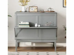 Discount DripeX Cama abatible 90x200 cm en madera - Con somier de láminas - Carga máx. 150 kg - Gris