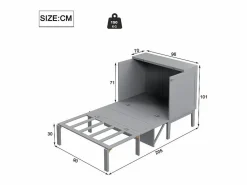 Discount DripeX Cama abatible 90x200 cm en madera - Con somier de láminas - Carga máx. 150 kg - Gris