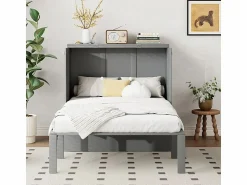 Discount DripeX Cama abatible 90x200 cm en madera - Con somier de láminas - Carga máx. 150 kg - Gris
