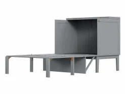 Discount DripeX Cama abatible 90x200 cm en madera - Con somier de láminas - Carga máx. 150 kg - Gris