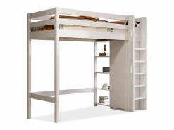 Online Cama alta 90 x 200 cm con armario y 6 estantes - Tablero de partículas + MDF - (sin colchón) Cama Alta|Cama Infantil