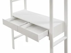 Discount Vente-unique Cama alta 90 x 190 cm con escritorio y almacenamiento pino y MDF - KALIZI Blanco