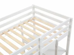 Discount Vente-unique Cama alta 90 x 190 cm con escritorio y almacenamiento pino y MDF - KALIZI Blanco