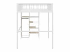 Outlet Hauss Spole Cama alta 140 x 200 cm con estante y armario - Cama infantil de metal y madera - y madera clara Blanco