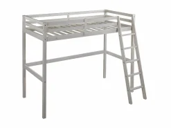 New Vente-unique Cama alta 90 x 190 cm de Pino macizo con colchón GEDEON II Blanco
