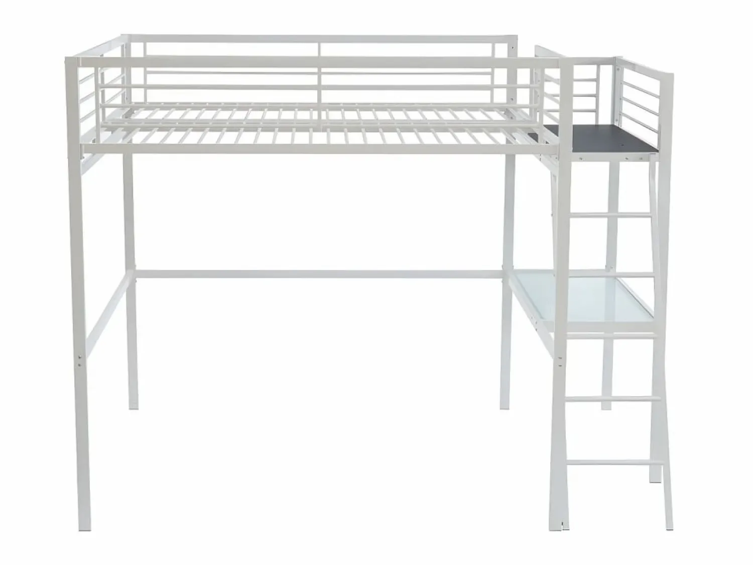 Sale Vente-unique Cama alta CASUALII para 2 personas con escritorio, color , con colchón Blanco