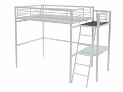 Sale Vente-unique Cama alta CASUALII para 2 personas con escritorio, color , con colchón Blanco
