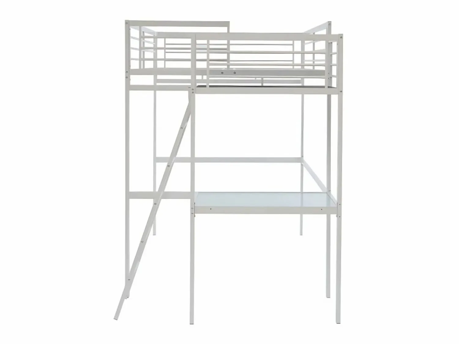 Sale Vente-unique Cama alta CASUALII para 2 personas con escritorio, color , con colchón Blanco