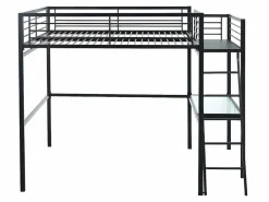 Discount Cama alta CASUALII para 2 personas con escritorio, color negro y colchón Cama Alta|Cama Infantil