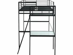 Discount Cama alta CASUALII para 2 personas con escritorio, color negro y colchón Cama Alta|Cama Infantil
