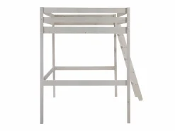 Vente-unique Cama alta con escritorio 140 x 190 cm de Pino macizo con colchón GEDEON II Blanco