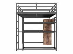 Best Cama alta de 140 x 200 cm - Cama juvenil con armario y escritorio - Negra - Sin colchón Cama Alta|Cama Infantil