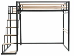 Online Cama alta de 140 x 200 cm en metal y MDF, color y natural, con colchón - JOGUI Cama Alta|Cama Infantil