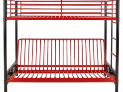 Sale Vente-unique Cama alta de metal negro y rojo de 90 x 190 cm con sofá convertible + colchón futón MODULO V Negro / Rojo