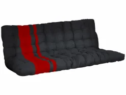 Sale Vente-unique Cama alta de metal negro y rojo de 90 x 190 cm con sofá convertible + colchón futón MODULO V Negro / Rojo