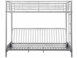 Sale Vente-unique Cama alta de metal de 90 x 190 cm con sofá convertible + futón + colchón MODULO V Plateado
