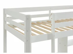 Online Vente-unique Cama alta escritorio, sofá y compartimentos. 90x200 cm. Pino macizo. . GOLIATH II Blanco