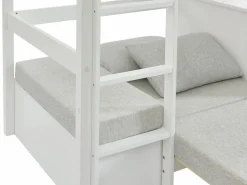 Online Vente-unique Cama alta escritorio, sofá y compartimentos. 90x200 cm. Pino macizo. . GOLIATH II Blanco