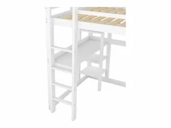 Best Merax Cama alta infantil - 140 x 200 cm - con escritorio y estantería - pino - Blanco