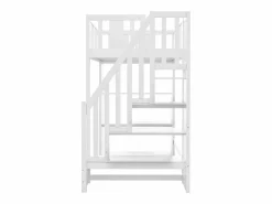 Clearance Merax Cama alta infantil - 90 x 200 cm - con espacio de almacenaje en la escalera y estantería - madera + MDF - Blanco