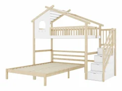 Cama alta infantil 90x200 cm, cama inferior 140x200 cm, + natural