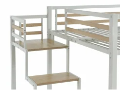Vente-unique Cama alta JOGUI de metal y MDF de 140 x 200 cm con colchón