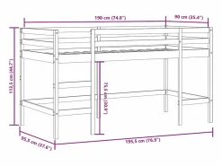 Sale Cama alta para niños con túnel madera pino 90x190 cm Cama Alta