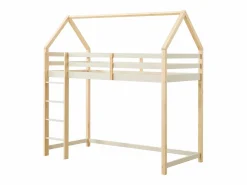 Clearance Cama alta tipo cabaña 90 x 190 cm pino macizo y natural - TARZIA Cama Montessori|Cama Alta