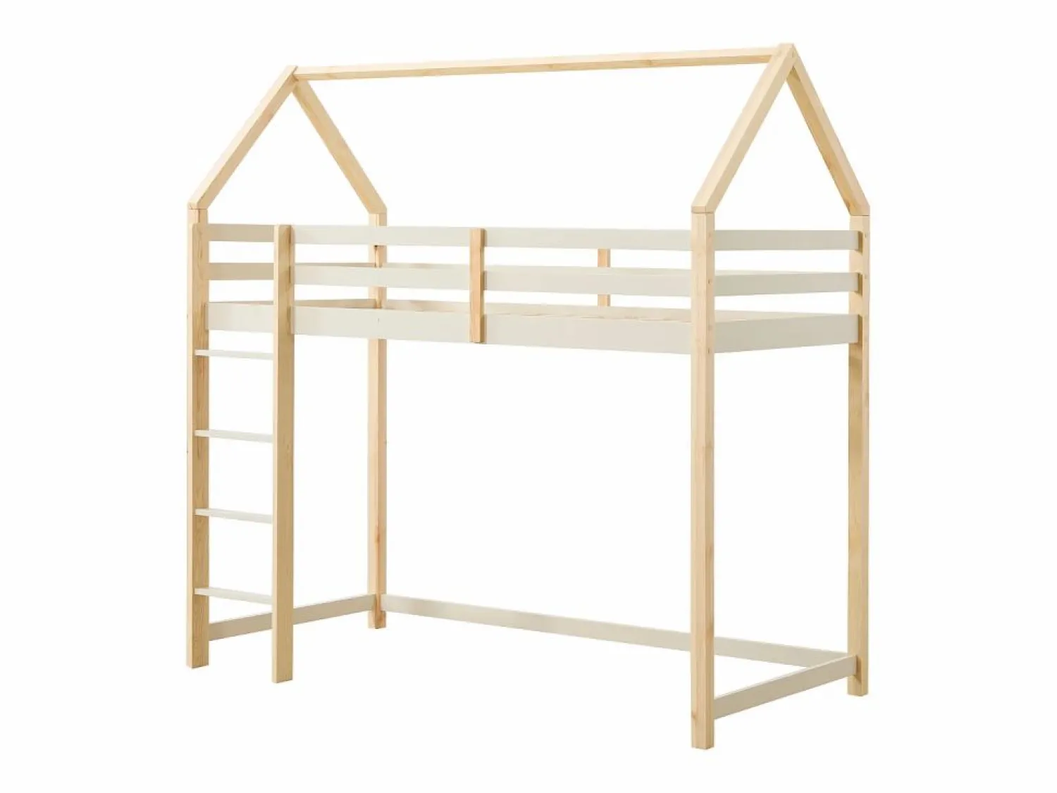 Clearance Cama alta tipo cabaña 90 x 190 cm pino macizo y natural - TARZIA Cama Montessori|Cama Alta