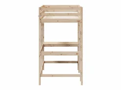 Discount Cama alta -90x190 cm con escritorio madera maciza de pino ES11726 Marru00f3n