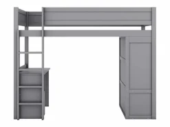 Best Merax Cama alta 90x200 cm con escritorio + 2 cajones - Armario con puerta corredera - Madera MDF - Gris