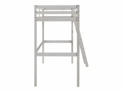 Vente-unique Cama alta 90x190 cm pino macizo color blanqueado GEDEON