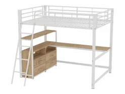 ModernLuxe Cama alta 140x200cm - escritorio esquinero con cajones - en MDF y metal -