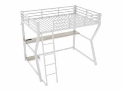 Online Cama alta 90x200cm con LED y enchufes - escritorio + escalera - Cama Alta